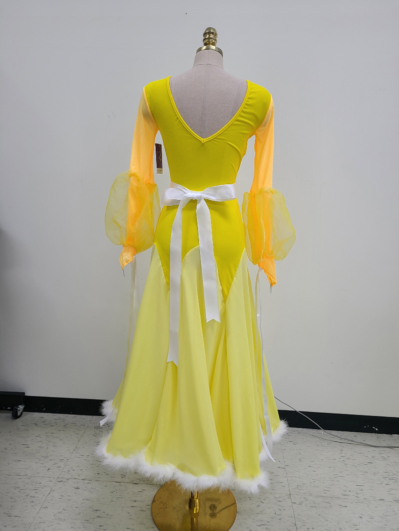 긴 드레스 옐로우 색상 이미지-S138L5